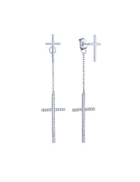 Серебряные серьги-кресты с фианитами