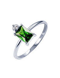 Серебряное кольцо с зеленым фианитом "Энергия"